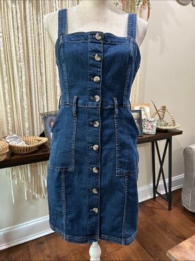 Divided Dark Blue Denim Button-Front Kids Dress